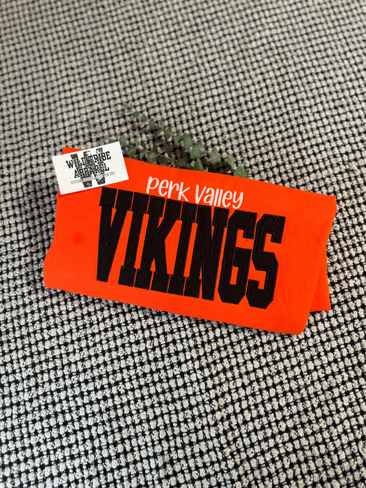 Perk Valley Vikings | Embroidered Applique Crewneck