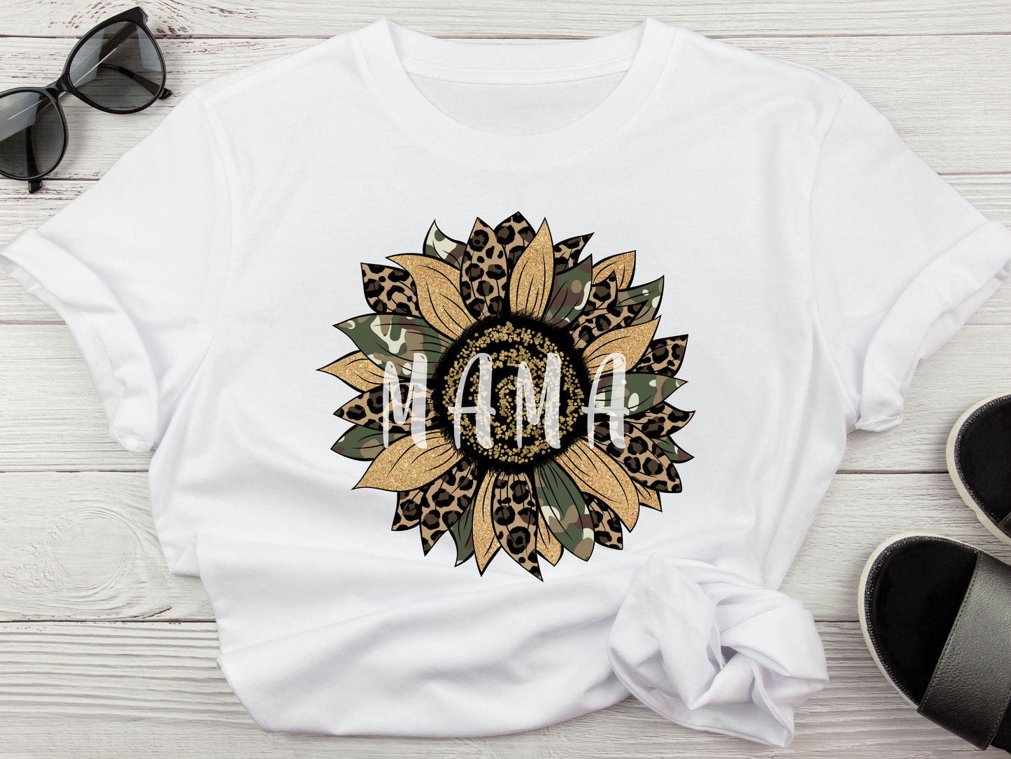 Camo & Leopard Sunflower Mama Tee