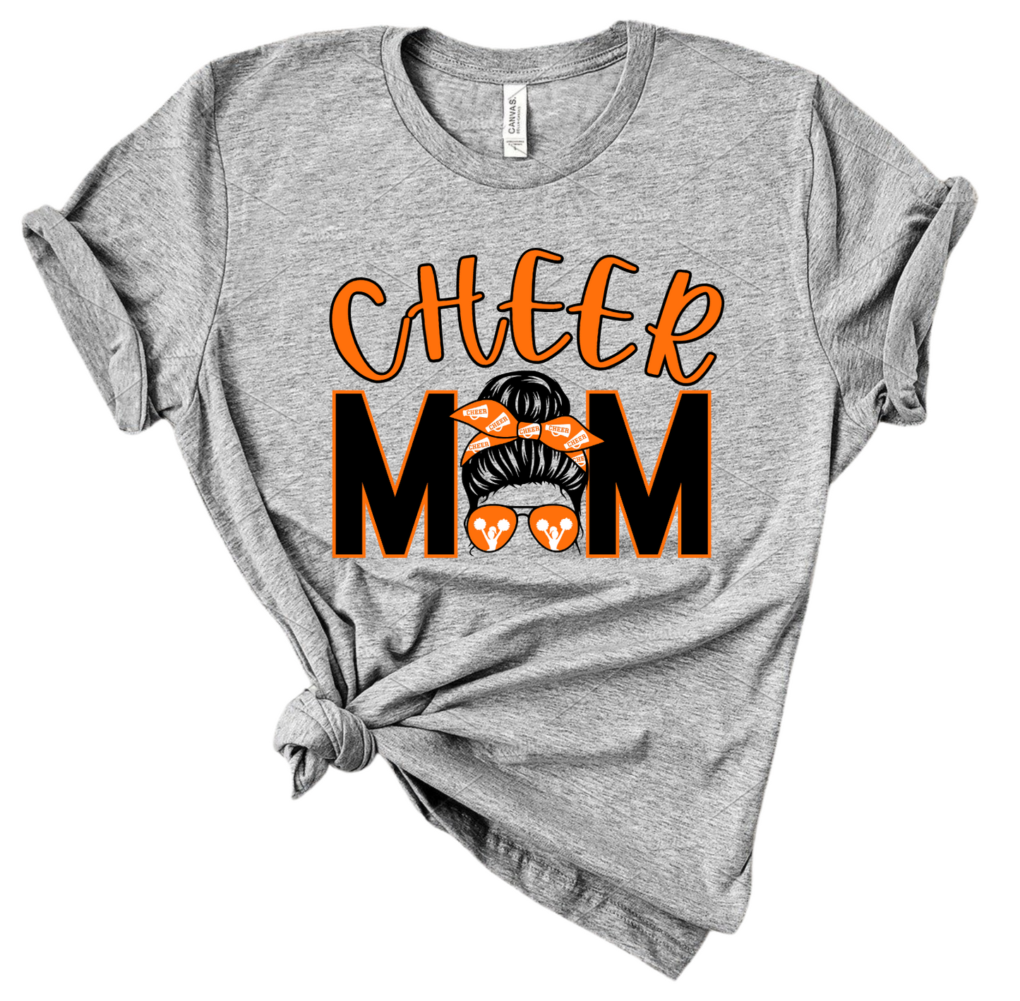 Messy Bun Cheer Mom Tee