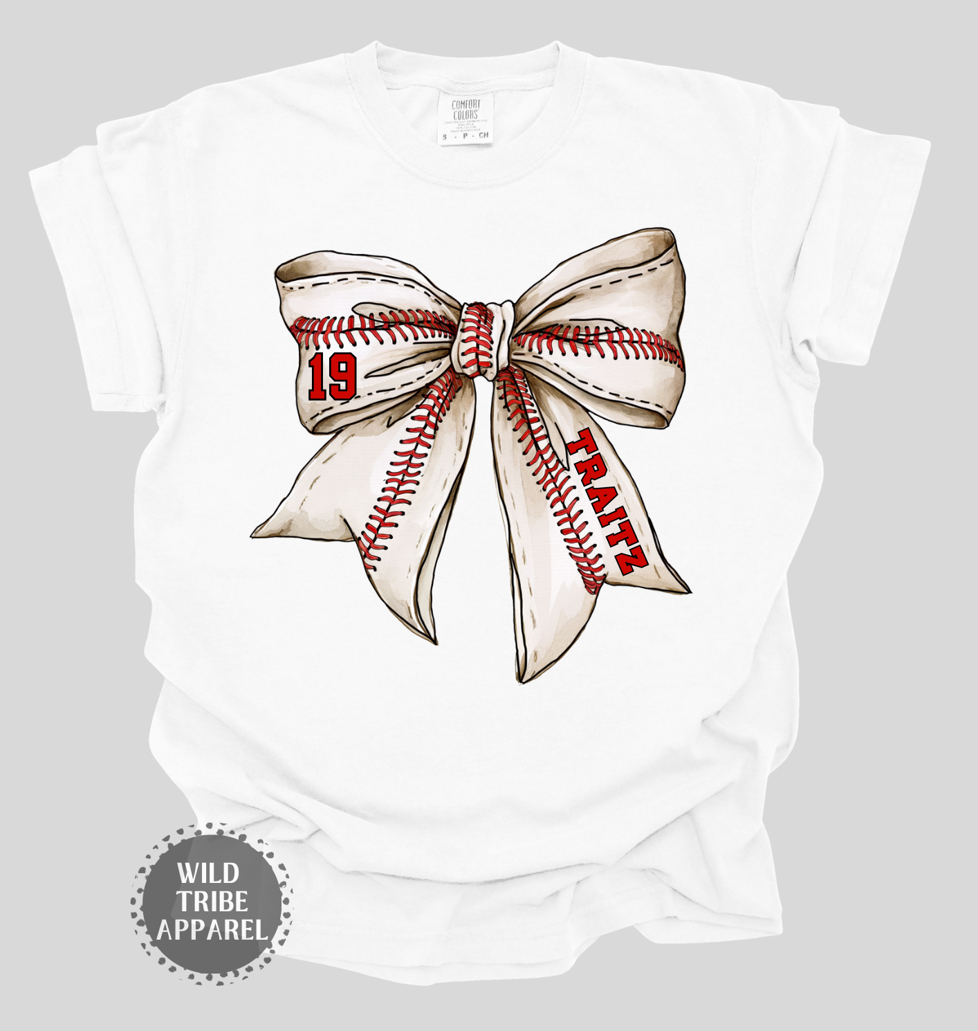 Baseball + Softball Bow Tee | COMFORT COLORS