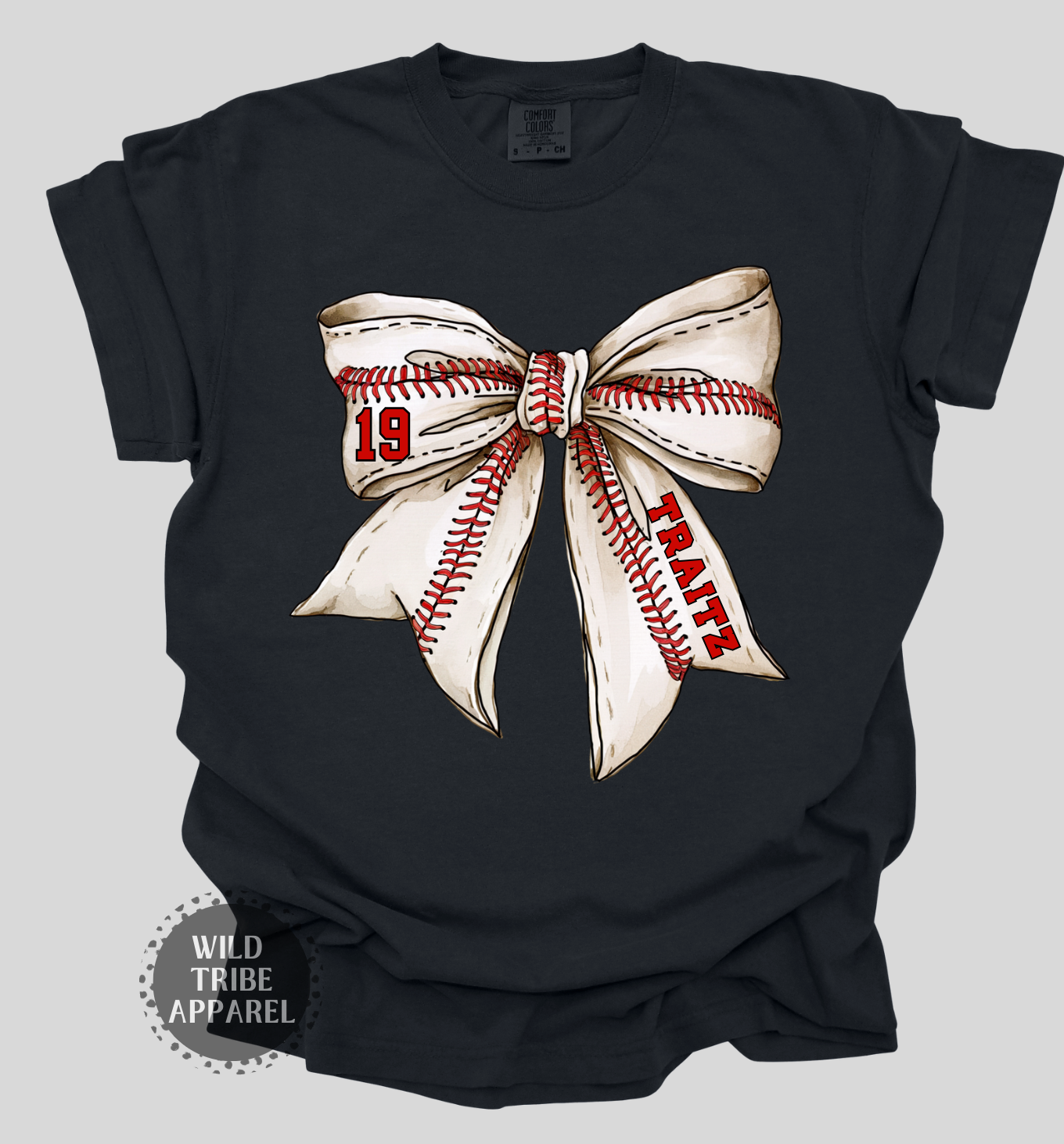 Baseball + Softball Bow Tee | COMFORT COLORS
