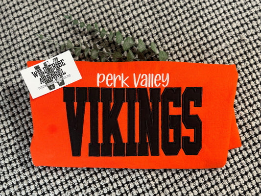 Perk Valley Vikings | Embroidered Applique Crewneck