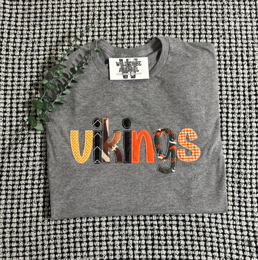 Vikings Embroidered Appliqué Tee with Bean Stitch