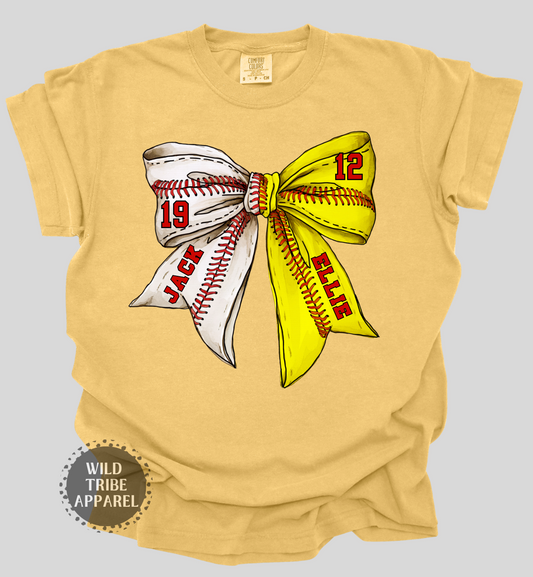 Baseball + Softball Bow Tee | COMFORT COLORS