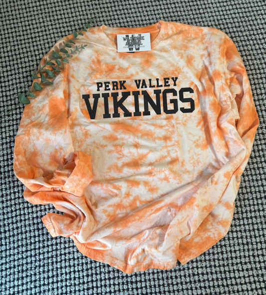 Orange Tie Dye PV Vikings | Embroidered Crewneck