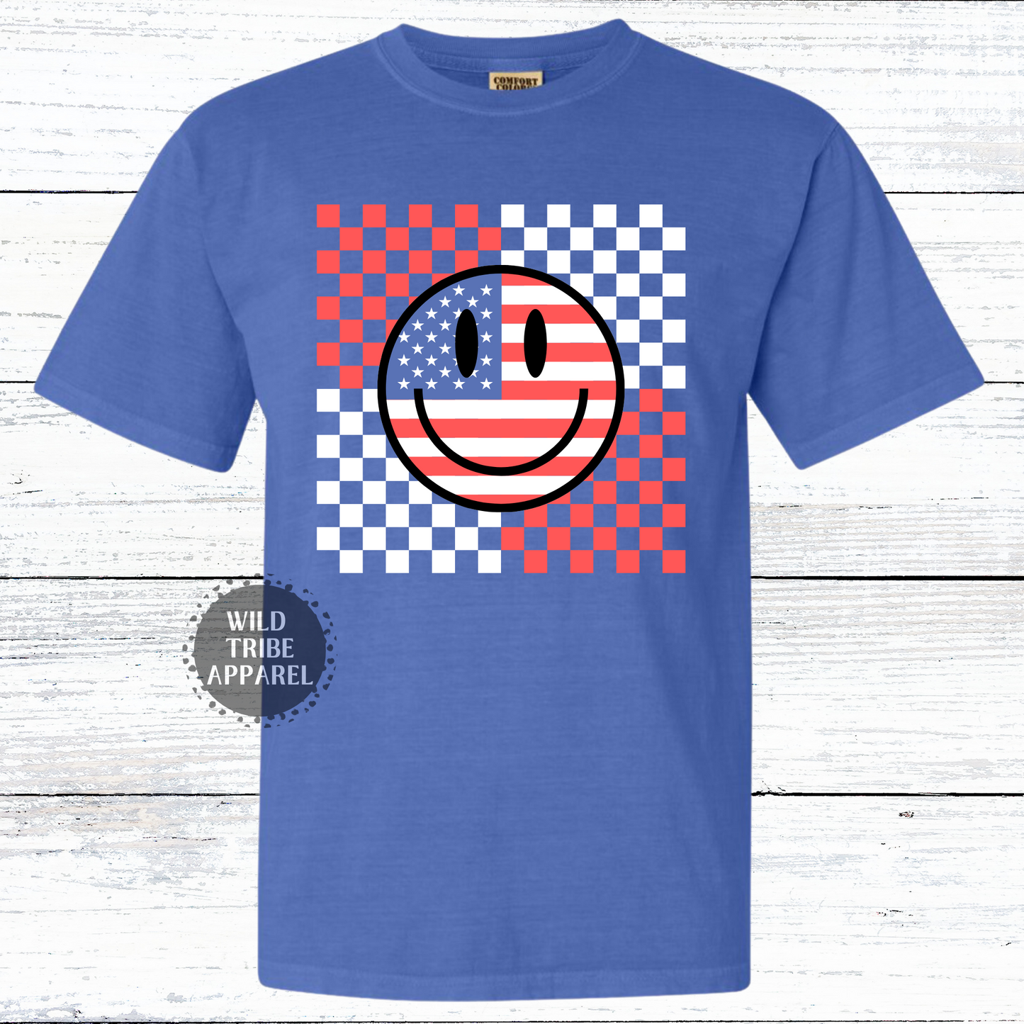 American Flag Smily Face Youth Tee