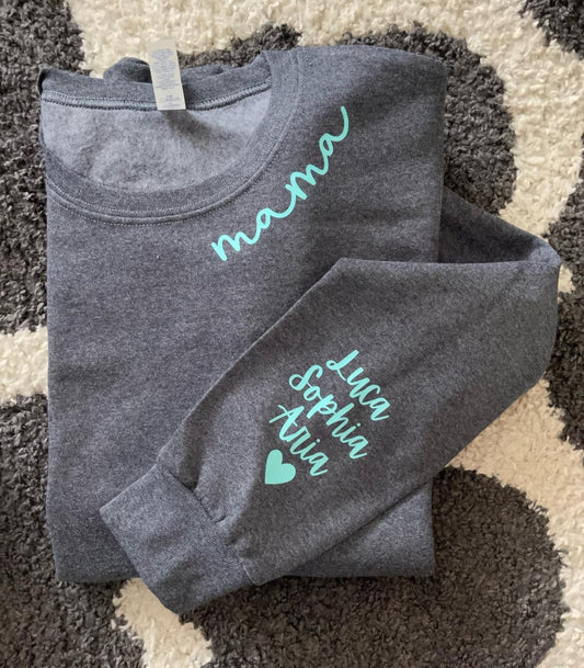 Mama + Kids Names Tee, Crewneck or Hoodie